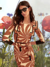 Square Neck Printed Maxi Dresses Women