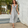 Palestinian Hatta Kufiya Folk Pattern #2-Black, Palestine Arabic Traditional Keffiyeh Design Sleeveless Dress womens clothing