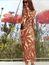 Square Neck Printed Maxi Dresses Women