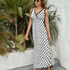 Palestinian Hatta Kufiya Folk Pattern #2-Black, Palestine Arabic Traditional Keffiyeh Design Sleeveless Dress womens clothing