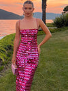 DAENERYS RES Sparkling Sexy Slim Sequin Dress For Women Elegant Solid Backless Spaghetti Strap Party Chic Lady Long Dress 2024